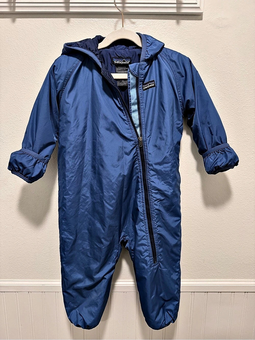 Patagonia Baby Hi-Loft Down Sweater Bunting Blue Footies 24M